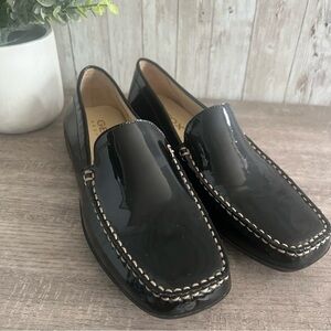 Geox Glossy Black Patent Leather Loafers Drivers 38